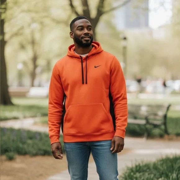 Nike Therma-Fit Training Hoodie Mens XL Orange Black Pullover  Sweatshirt NWT - Picture 15 of 15